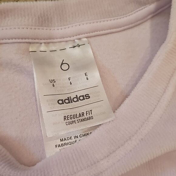 Adidas Velour Ribbed Lavender Sweatshirt Size 6 - Picture 4 of 12